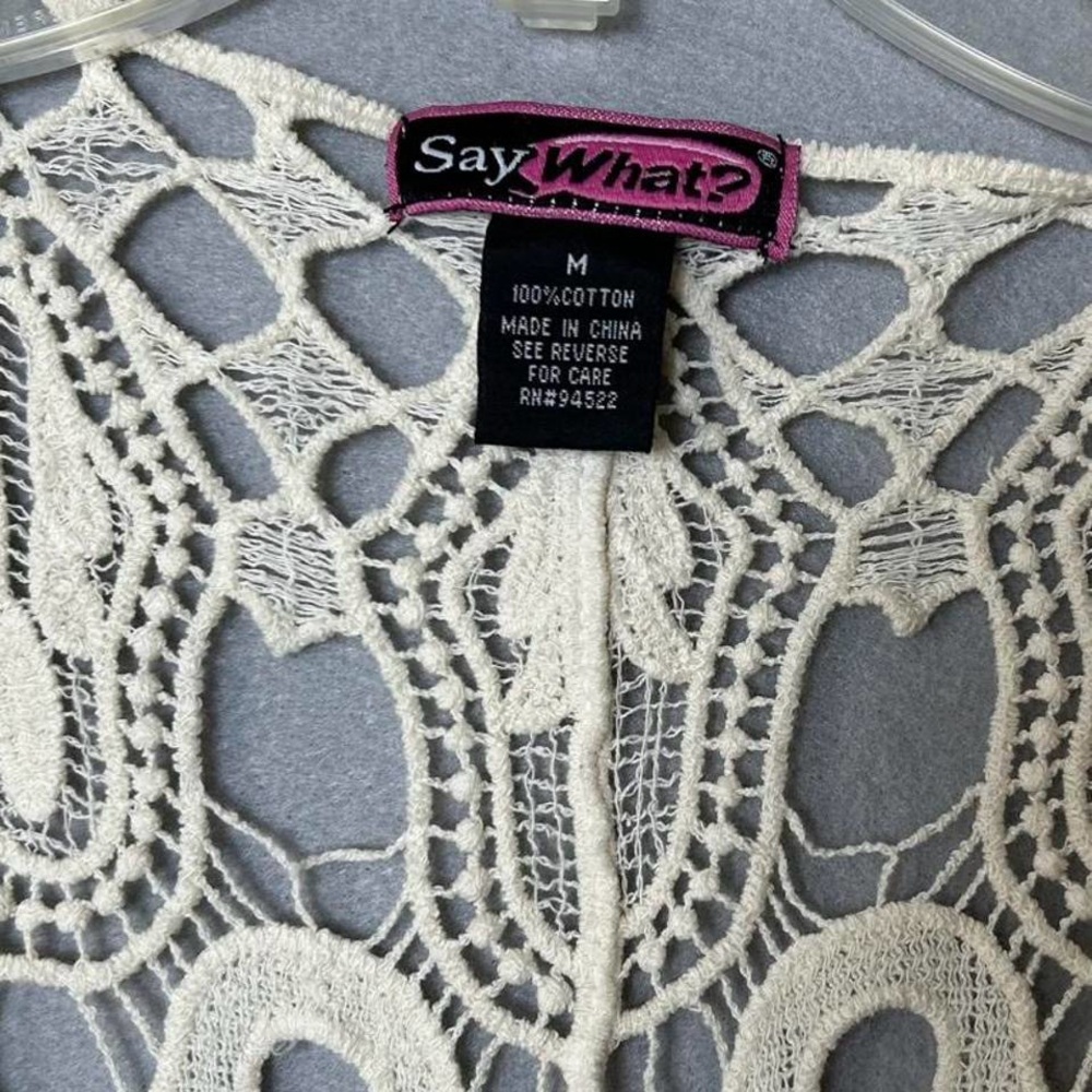 Crochet Open-Front Sleeveless Vest - Picture 4 of 7